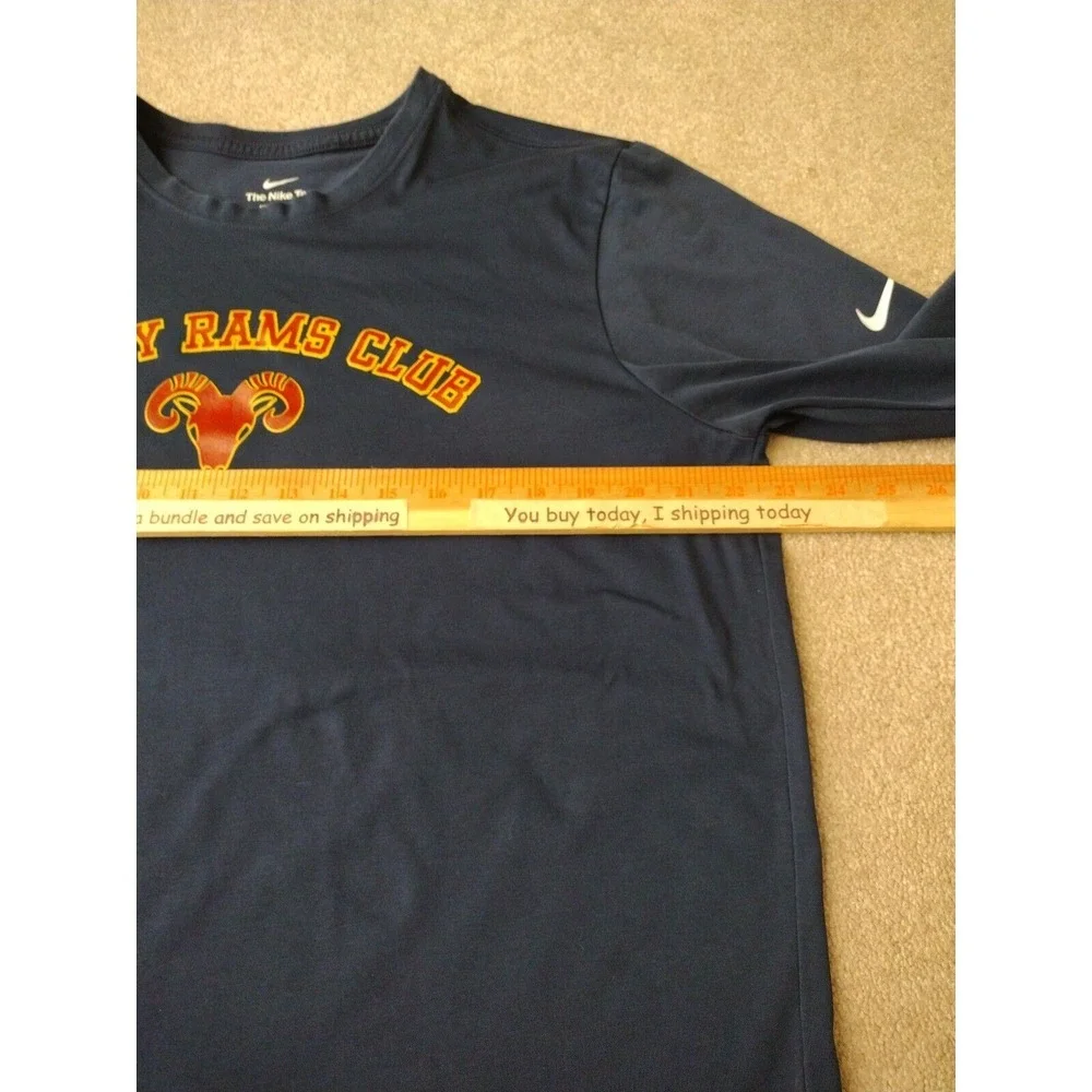 The Nike Tee Man's XL Navy Ready Rams Club Graphic Dri Fit Long Sleeve Crew Neck
